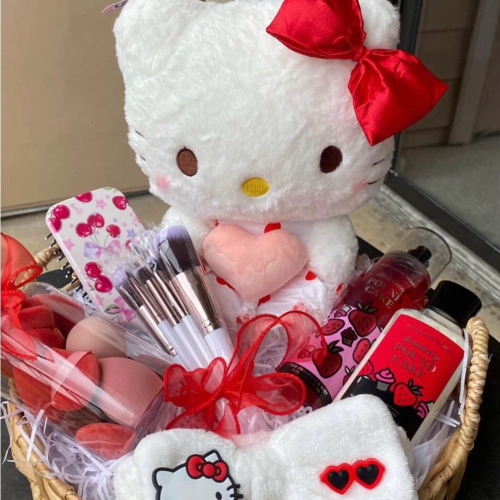Women’s Gift Basket with Plush, Makeup Brushes, and Accessories